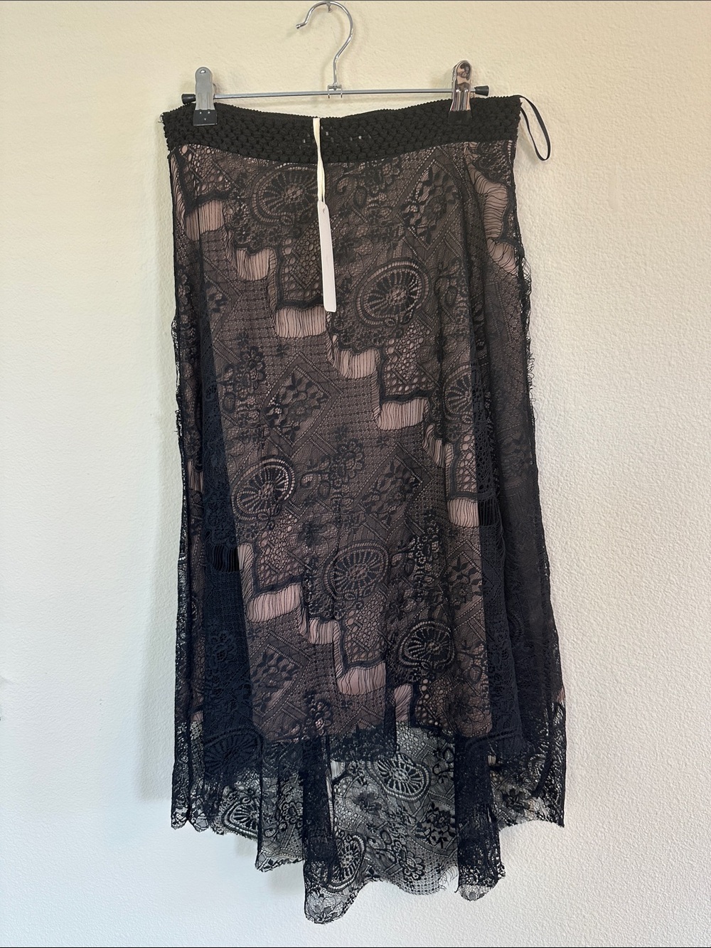 Women's Black Lace High-Low Skirt